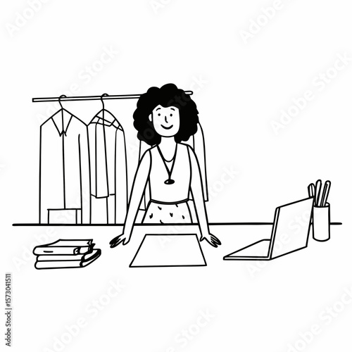 Fashion industry, black woman and designer portrait of clothing tailor with business vision. Smile, startup and small business entrepreneur with happiness and business growth feeling working success