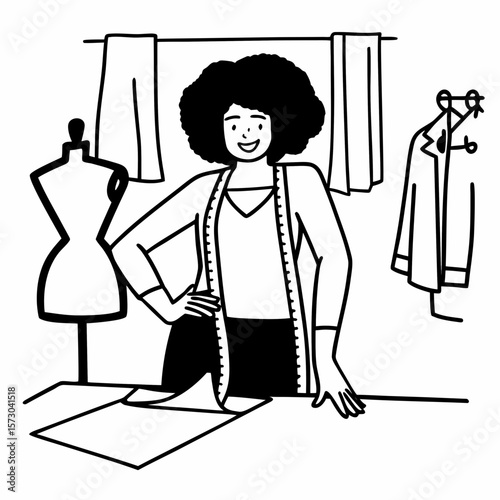 Fashion industry, black woman and designer portrait of clothing tailor with business vision. Smile, startup and small business entrepreneur with happiness and business growth feeling working success