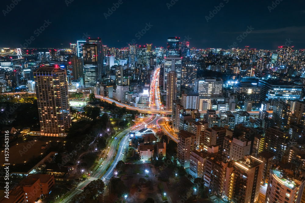 Naklejka premium 東京都 東京タワーから見る夜景、もう一つの東京タワー