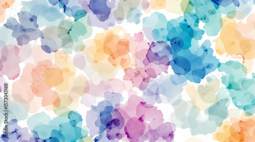 Simple watercolor geometric background. Colorful circles seamless pattern. Hand painted abstract illustration	