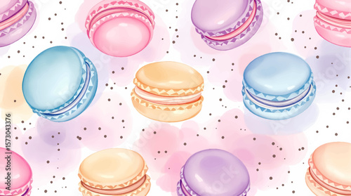Watercolor background pattern macaron watercolor cut on white background
