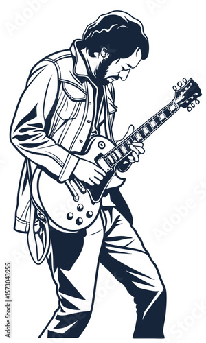 musician playing electric guitar in performance