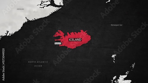 Iceland Map - Fast Zooming from World Map. Animated Motion Graphics Shape Map of the Iceland. 4K Resolution Stock Video for News, Vlogs etc.