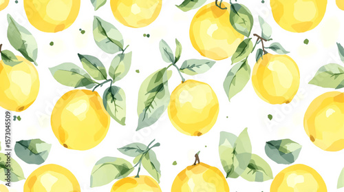 Hand drawn watercolor lemon Sicilian painting on white background. Fruit vector illustration. Pattern watercolor fruit.	