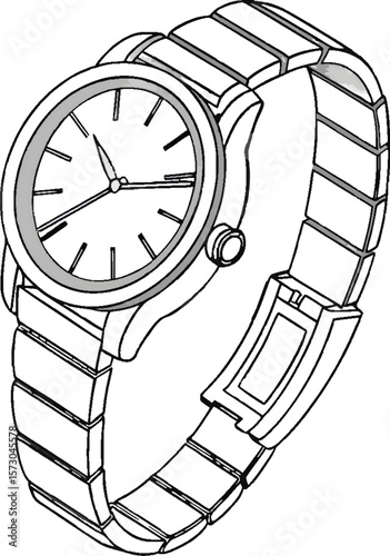 Modern Silver Wristwatch Illustration – Vector Watch Design