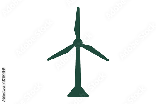 dark green wind turbine icon, flat vector with transparent background
