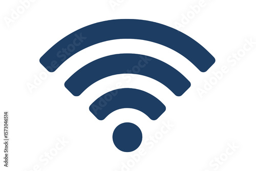 dark blue wifi signal icon, flat vector with transparent background