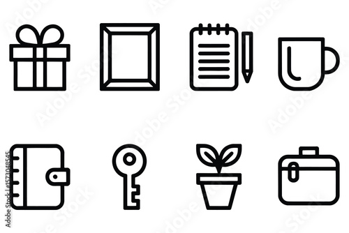 Gift box notebook mug key plant pot wallet briefcase