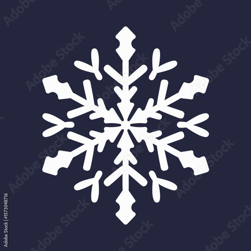 White snowflake silhouette on dark background  