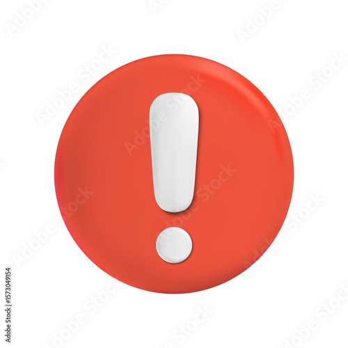 3d circle exclamation sign warning or danger risk message alert problem icon. vector illustration