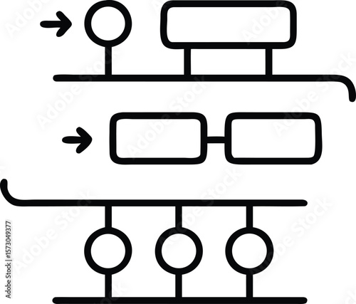 Simple outline icon representing a timeline with key milestones and progress points