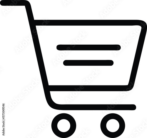 Clean outline vector icon of a shopping cart for e commerce and retail