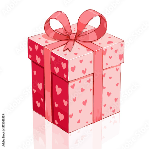 Colorful gift box with hearts and ribbon for special occasions  