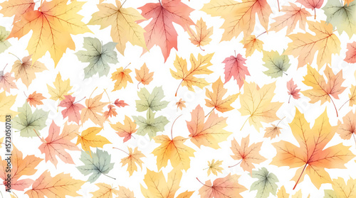 Seamless pattern watercolor yellow autumn leavesє