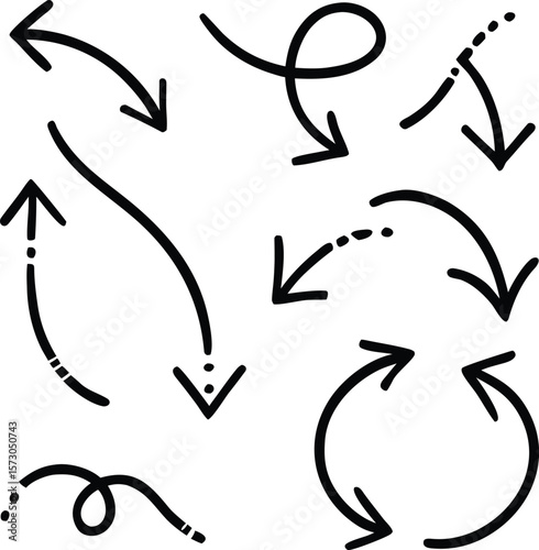Diverse black arrows indicating direction and movement white