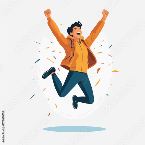 Happy Jumping Person Logo Vector