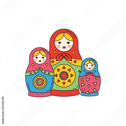 Colorful Traditional Russian Nesting Dolls with Unique Designs