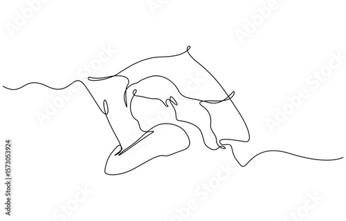Continuous single line sketch drawing of woman sleeping on pillow bed one line lifestyle vector, Female character is napping in bed. Continuous line drawing editable outline.