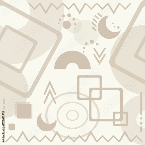 An abstract and minimal boho pattern in soft neutral tones, arranged in a geometric and seamless layout. This modern vector design offers clean lines and a soft aesthetic for versatile use.

