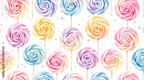 Watercolor background pattern candy on white background