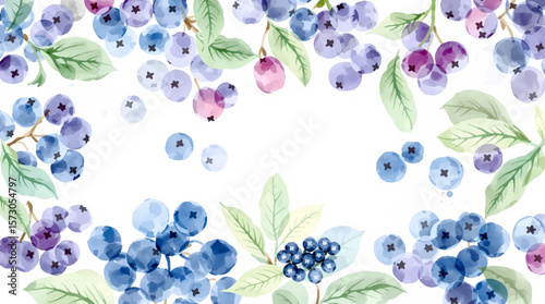 Watercolor pattern berries on white background