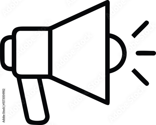 Clean thin outline icon of a megaphone with a simple modern design