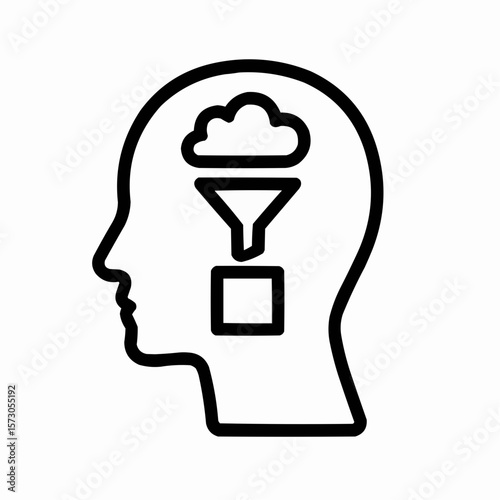 Head with clear thought filter. Reality anchoring