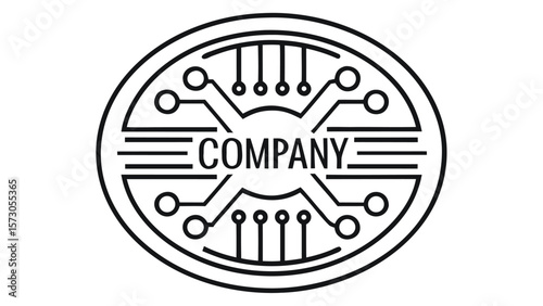 Modern technology logo design with circuit board elements and company name