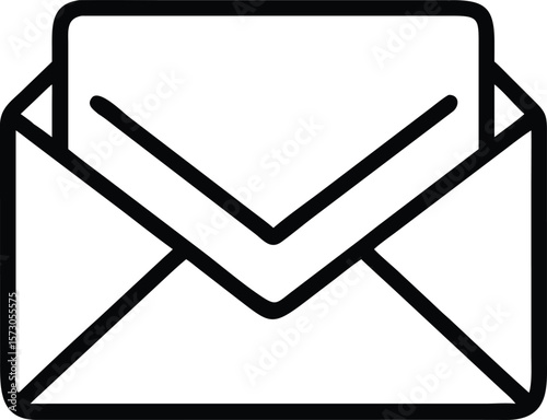 Simple and clean vector outline of an open email envelope symbol
