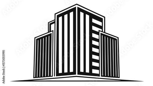 Modern black and white abstract architecture representing cityscape buildings