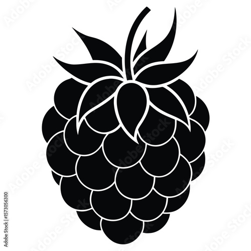 A solid black raspberry with defined leaves evokes simplicity and organic freshness, isolated now