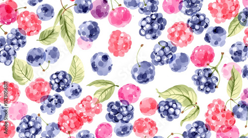 Watercolor pattern fruits on white background