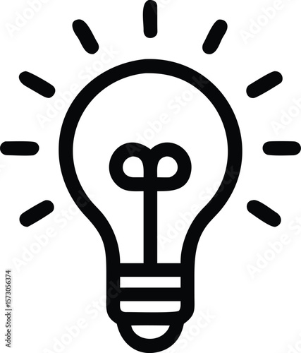 Simple flat stroke icon of a light bulb representing an idea or innovation