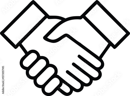 Minimalist line art icon representing a professional handshake agreement