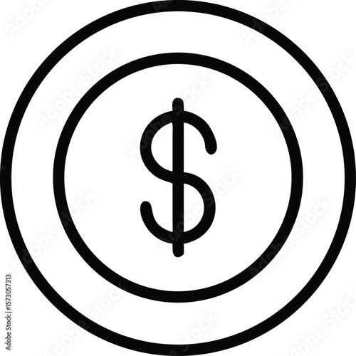 Minimal outline icon of a dollar sign enclosed within a letter c