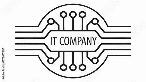 It company logo design featuring a stylized circuit board with text