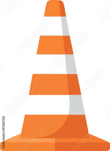 Traffic cone safety symbol with orange and white stripes vector illustration for construction and roadwork hazard warning
