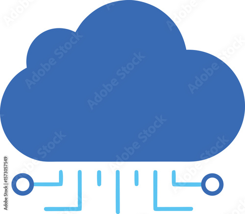 Blue cloud connected to digital network connection