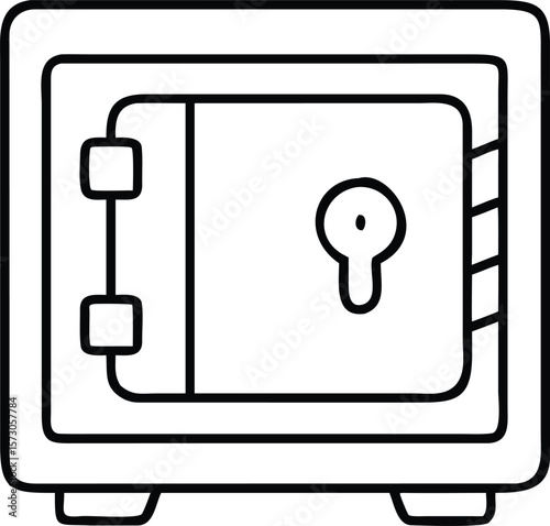 Minimal outline icon of a secure safe deposit box for financial services