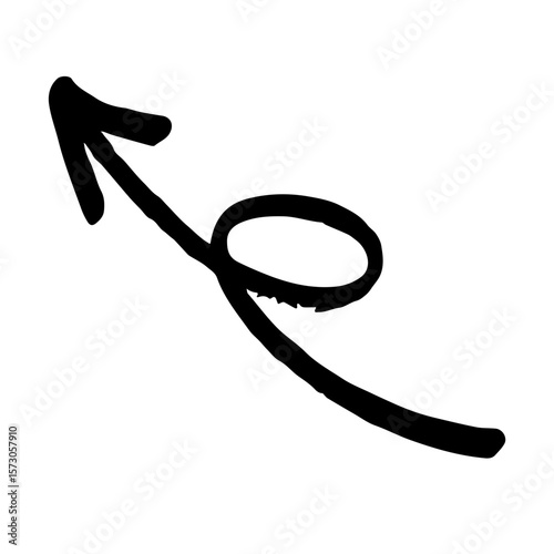 手描きの矢印のイラスト。方向を示すポインターに使える黒色のベクターセット。