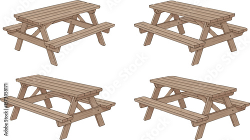 Wooden picnic tables outdoor seating outdoor furniture benches