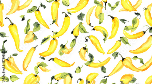 Watercolor pattern pepper on white background vector	