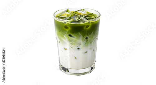 Iced matcha latte beverage image