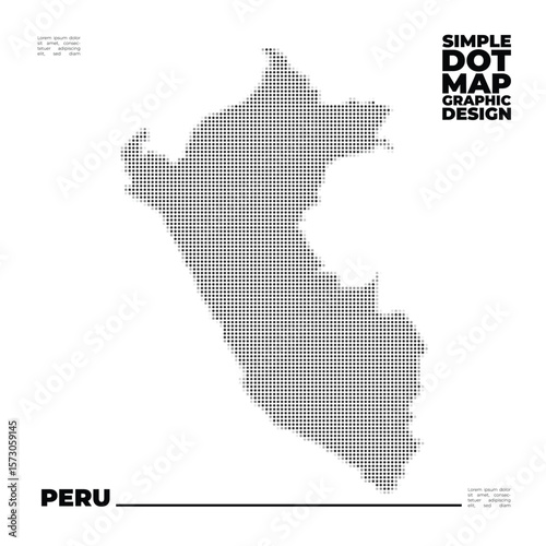 Minimalist dot map design of Peru for infographic and education use