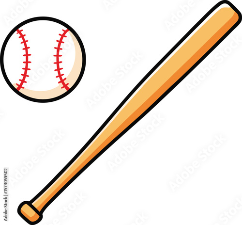 Baseball bat and ball vector illustration sport equipment