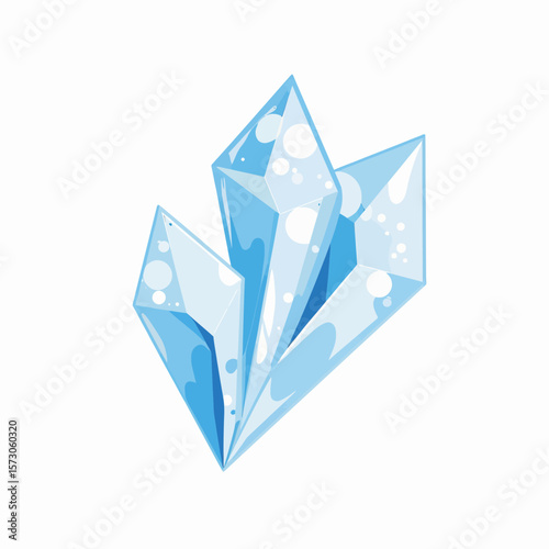 Ice crystal illustration with blue hues and sparkling details  