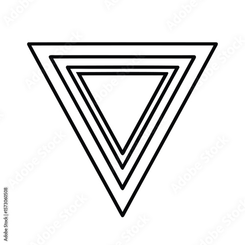 Outline nested triangles on geometric shape abstract design vector