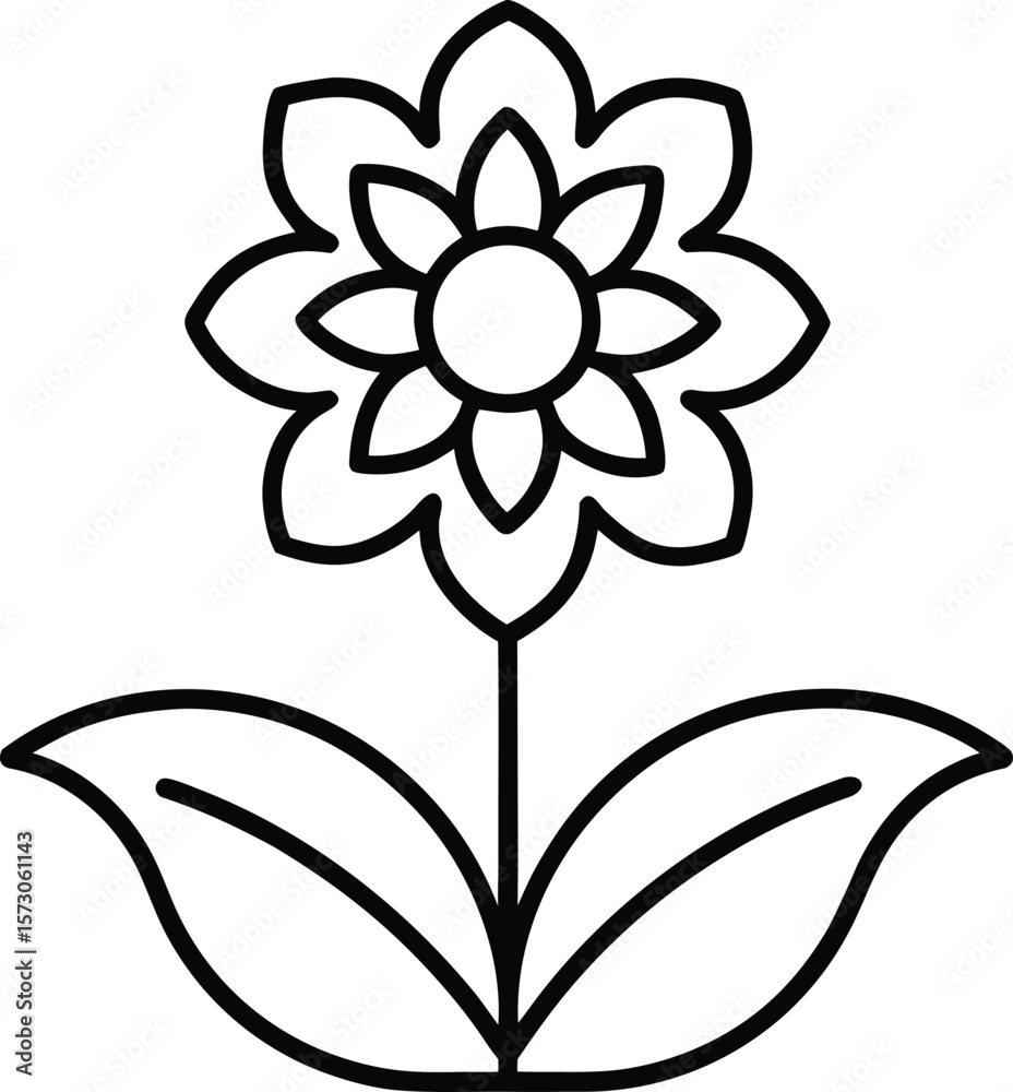 Obraz premium flower field icon vector line art on transparent background