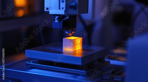 Advanced 3D Printer Creating an Intricate Design with Precision in a Modern Industrial Setting