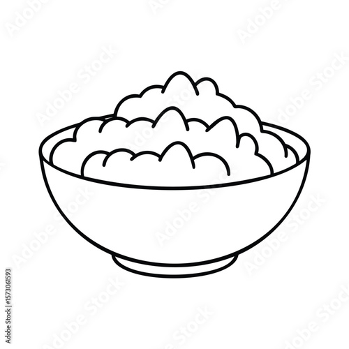 A bowl filled with fluffy food or cloud-like shapes outline